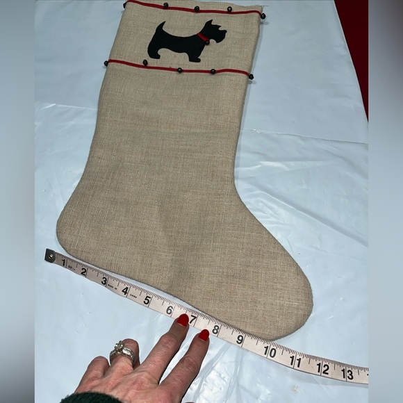 New Scottish Terrier STOCKING Scottie Tan Black Red Christmas Jute cotton BELLS - Picture 9 of 12